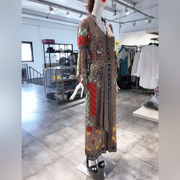 Sz XS ALICE + OLIVIA Jaylen Scarf Print Maxi Dress NWT - Picture 4 of 13